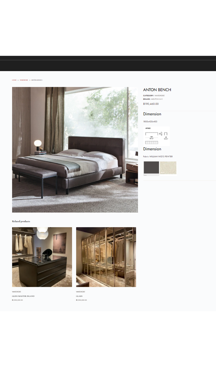 รายละเอียดสินค้าบนเว็บไซต์ STILLA Design รายละเอียดสินค้าบนเว็บไซต์ STILLA Design